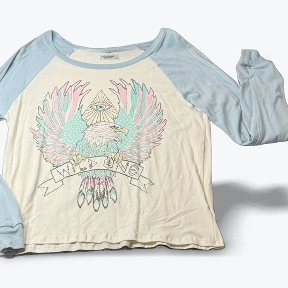 Lauren Moshi Limited Edition Baseball Tee Wild One Eagle Third Eye Oversized XS